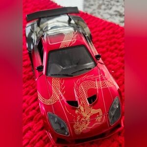 Jada 1:24 Mazda RX-7 Diecast Tuner Car Red Black Dragon – Opening Parts